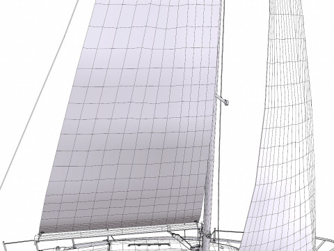 Sailing Yacht with Interior Low-poly PBR Modelo 3D