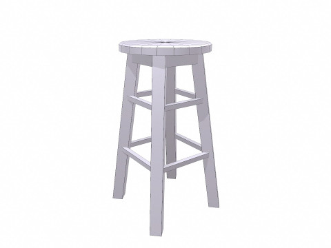 Wooden Stool Low-poly Model 3D