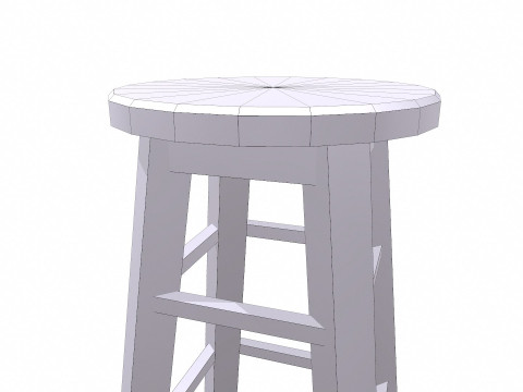 Wooden Stool Low-poly Model 3D