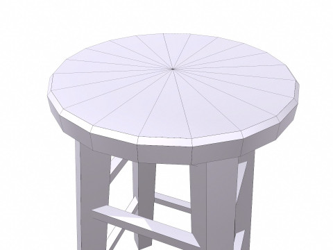 Wooden Stool Low-poly Model 3D
