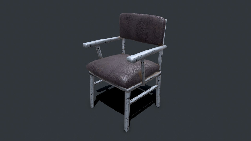 Old Chair Low-poly PBR 3D Model .c4d .max .obj .3ds .fbx .stl .blend 