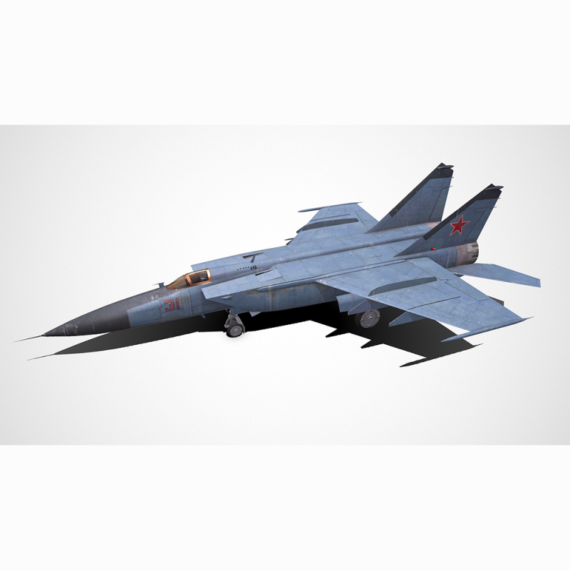 Mikoyan-Gurevich MiG-25 Low-poly PBR Modèle 3D .c4d .max .obj .3ds .fbx .stl .blend