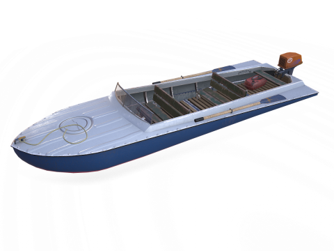 Old Motorboat Low-poly PBR 3D Model