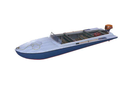 Old Motorboat Low-poly PBR Modèle 3D