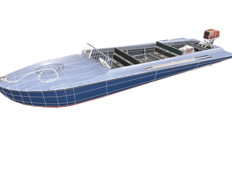 Old Motorboat Low-poly PBR Modèle 3D