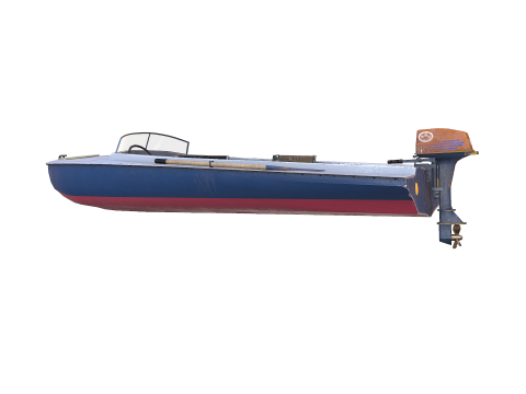 Old Motorboat Low-poly PBR Modèle 3D