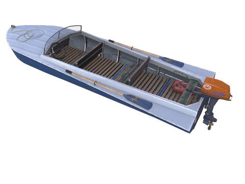 Old Motorboat Low-poly PBR Modèle 3D