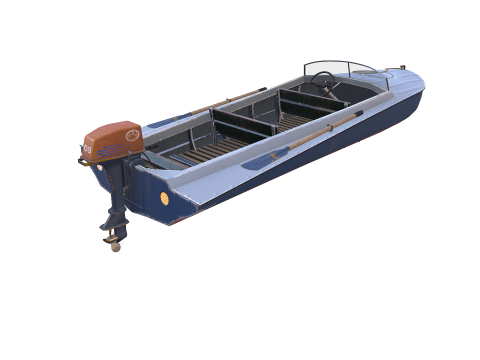 Old Motorboat Low-poly PBR Modèle 3D