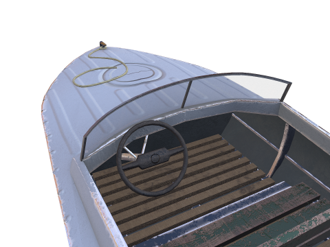 Old Motorboat Low-poly PBR Modèle 3D