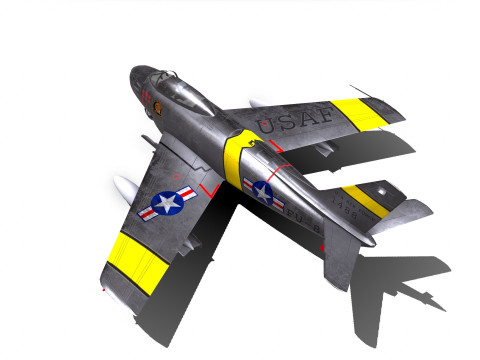 North American F-86 Sabre Low-Poly PBR Modelo 3D