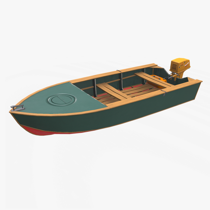 Old Motorboat Low-poly PBR 3D Model .c4d .max .obj .3ds .fbx .stl .blend