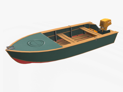 Old Motorboat Low-poly PBR 3D Model