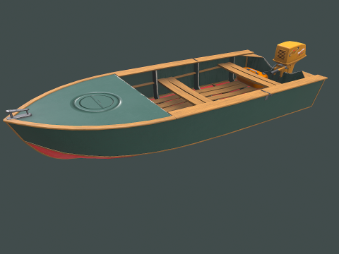 Old Motorboat Low-poly PBR 3D Model