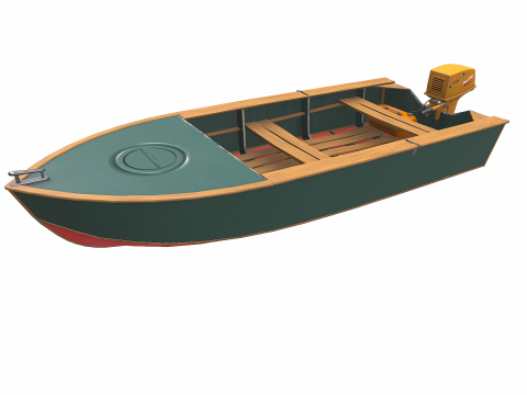 Old Motorboat Low-poly PBR 3D Model