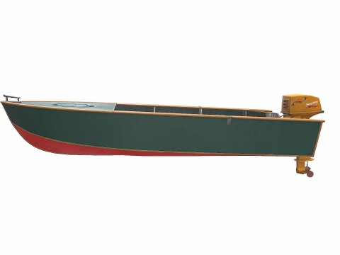 Old Motorboat Low-poly PBR 3D Model