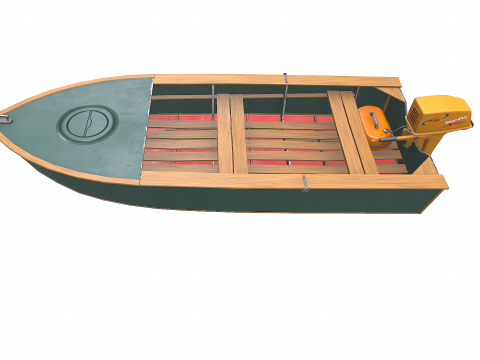 Old Motorboat Low-poly PBR 3D Model
