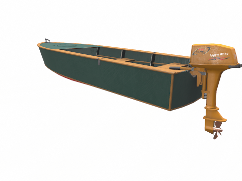 Old Motorboat Low-poly PBR 3D Model