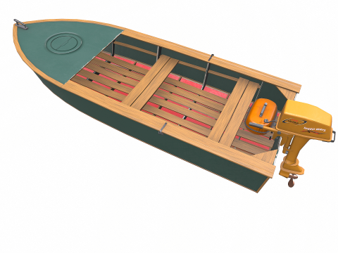 Old Motorboat Low-poly PBR 3D Model