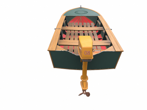 Old Motorboat Low-poly PBR 3D Model