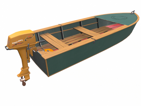 Old Motorboat Low-poly PBR 3D Model
