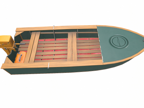Old Motorboat Low-poly PBR 3D Model