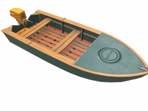 Old Motorboat Low-poly PBR 3D Model