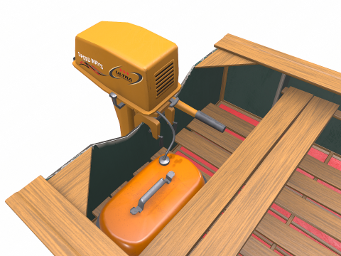 Old Motorboat Low-poly PBR 3D Model
