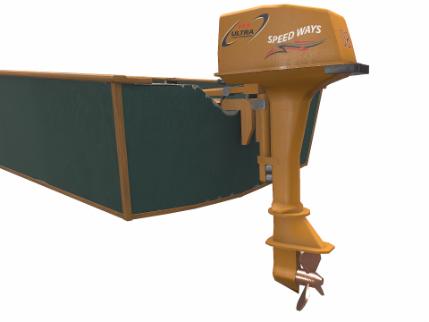 Old Motorboat Low-poly PBR 3D Model