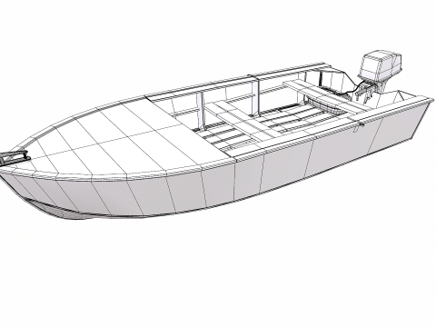 Old Motorboat Low-poly PBR 3D Model