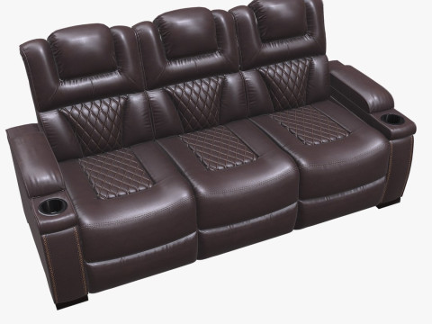 Brown Leather Sofa Low-poly PBR 3D Model