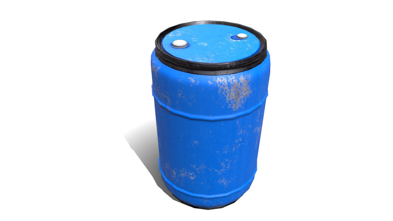 Plastic Barrel Low-poly PBR Model 3D .c4d .max .obj .3ds .fbx .stl .blend 