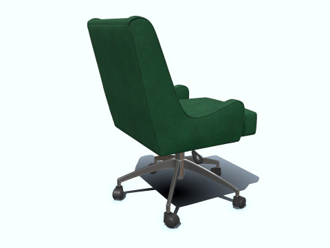 Green Velvet Office Chair PBR Modelo 3D