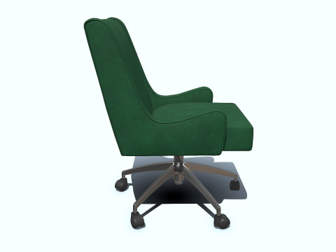 Green Velvet Office Chair PBR Modelo 3D