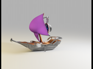 wind hook ship vessel concept steampunk - futuristic- pirate boat 3D Model