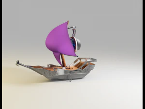 바람 후크 선박 선박 개념 steampunk - 미래 지향적 인 해적 보트 3D 모델