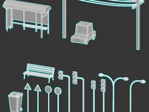 city props low poly 3D Model