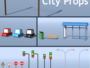 city props low poly 3D Model
