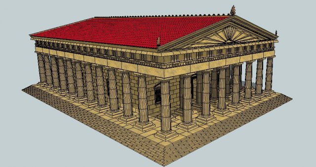 GREEK TEMPLE 3D Model .c4d .max .obj .3ds .fbx .stl .blend 