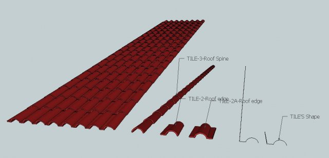 ROOF TILES 3Dモデル .c4d .max .obj .3ds .fbx .stl .blend 