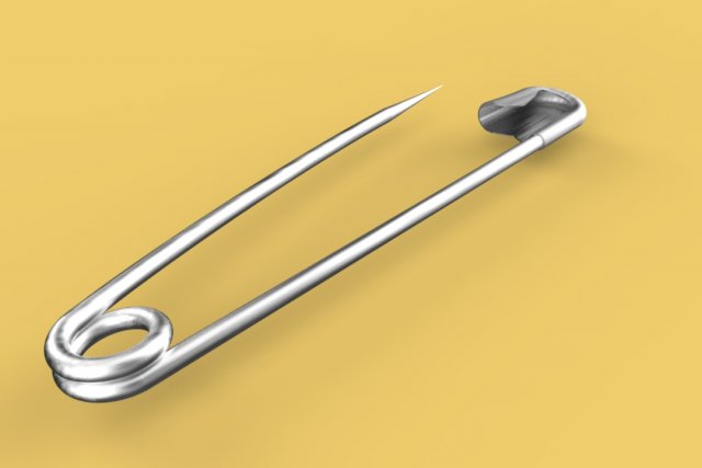 Diamond Safety Pin Brooch English Gold Pin 3D model 3D printable