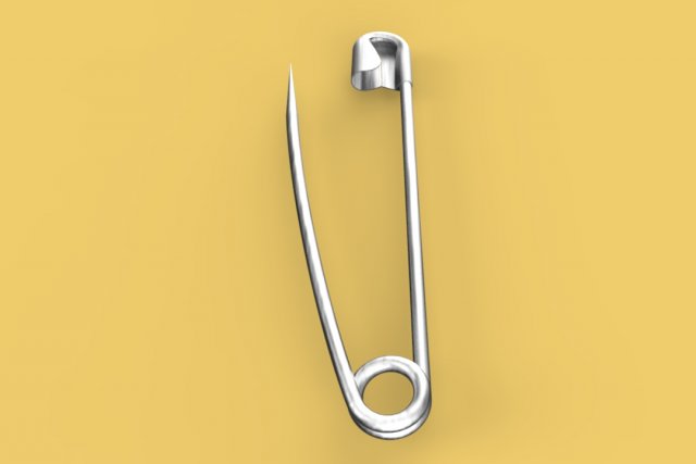 Diamond Safety Pin Brooch English Gold Pin 3D model 3D printable