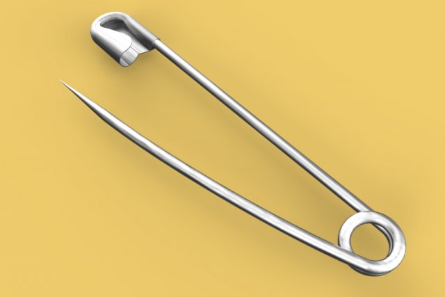 Diamond Safety Pin Brooch English Gold Pin 3D model 3D printable