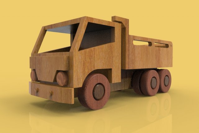 wooden truck 3D Model .c4d .max .obj .3ds .fbx .stl .blend 