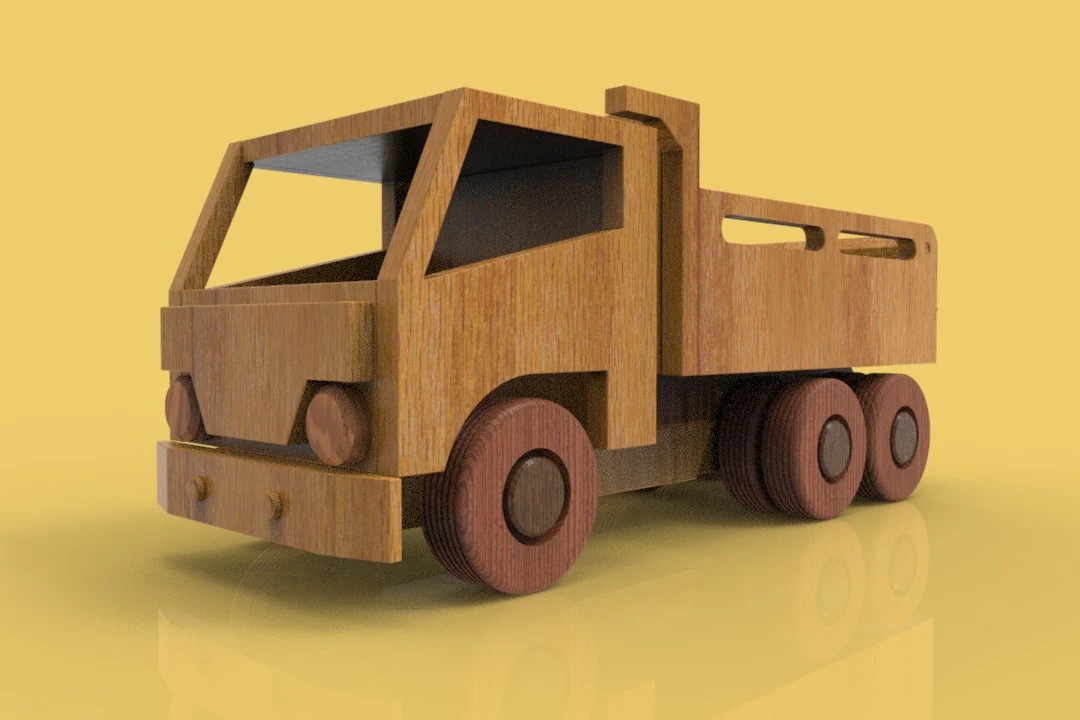 wooden truck 3D Model .c4d .max .obj .3ds .fbx .stl .blend
