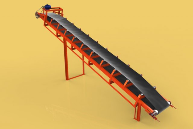 industrial belt conveyor 3D Model .c4d .max .obj .3ds .fbx .stl .blend 