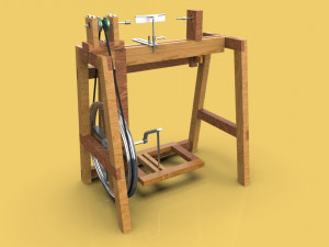 treadle lathe machine wood turning 3D Model