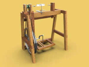 treadle lathe machine wood turning 3D Model