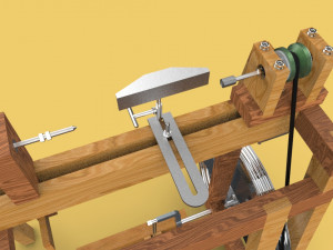 treadle lathe machine wood turning 3D Model