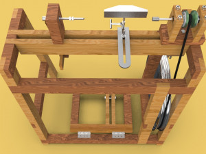 treadle lathe machine wood turning 3D Model