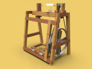 treadle lathe machine wood turning 3D Model